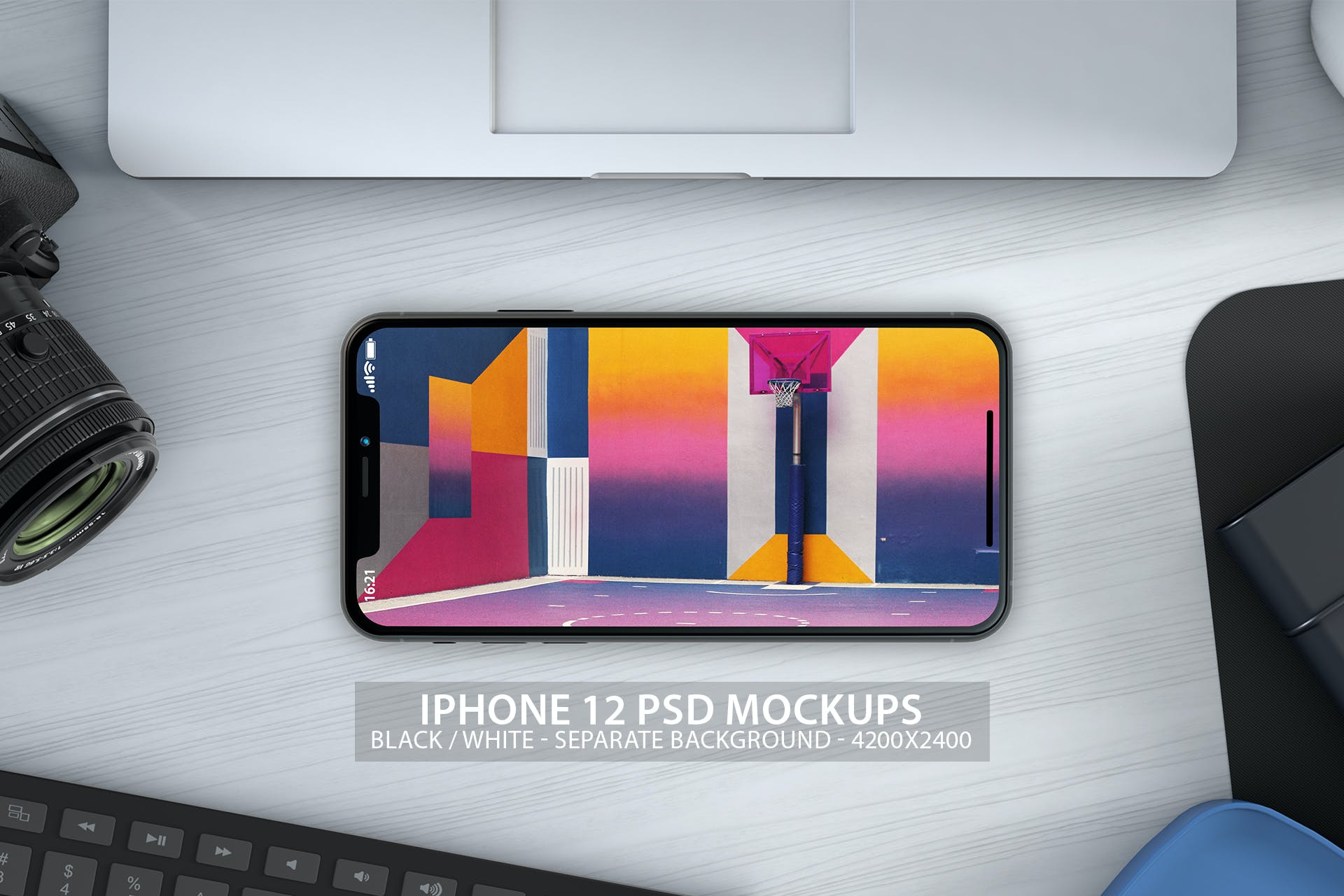 iPhone 12 PSD 模型与干净的背景 (PSD)