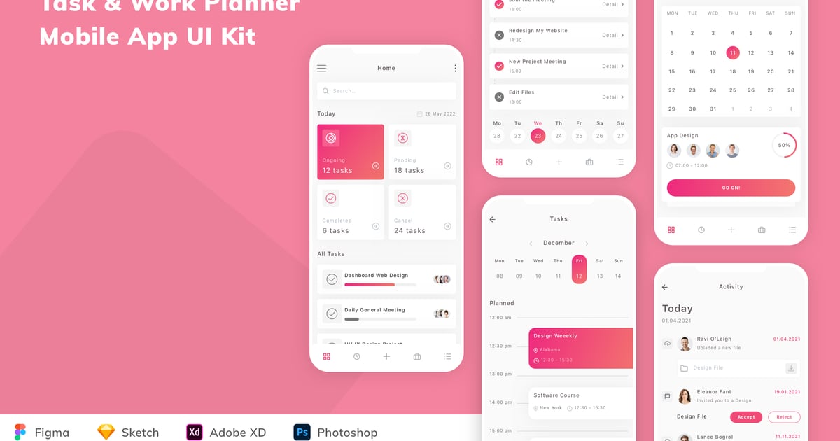 任务和工作计划移动应用 UI 套件