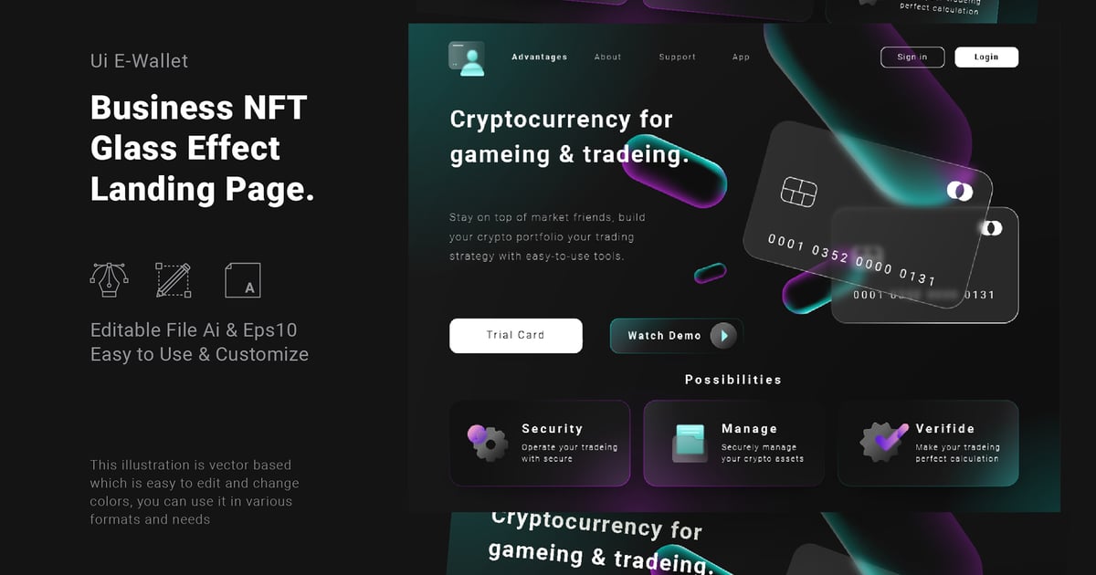 FBN Dark 数字加密钱包着陆页设计