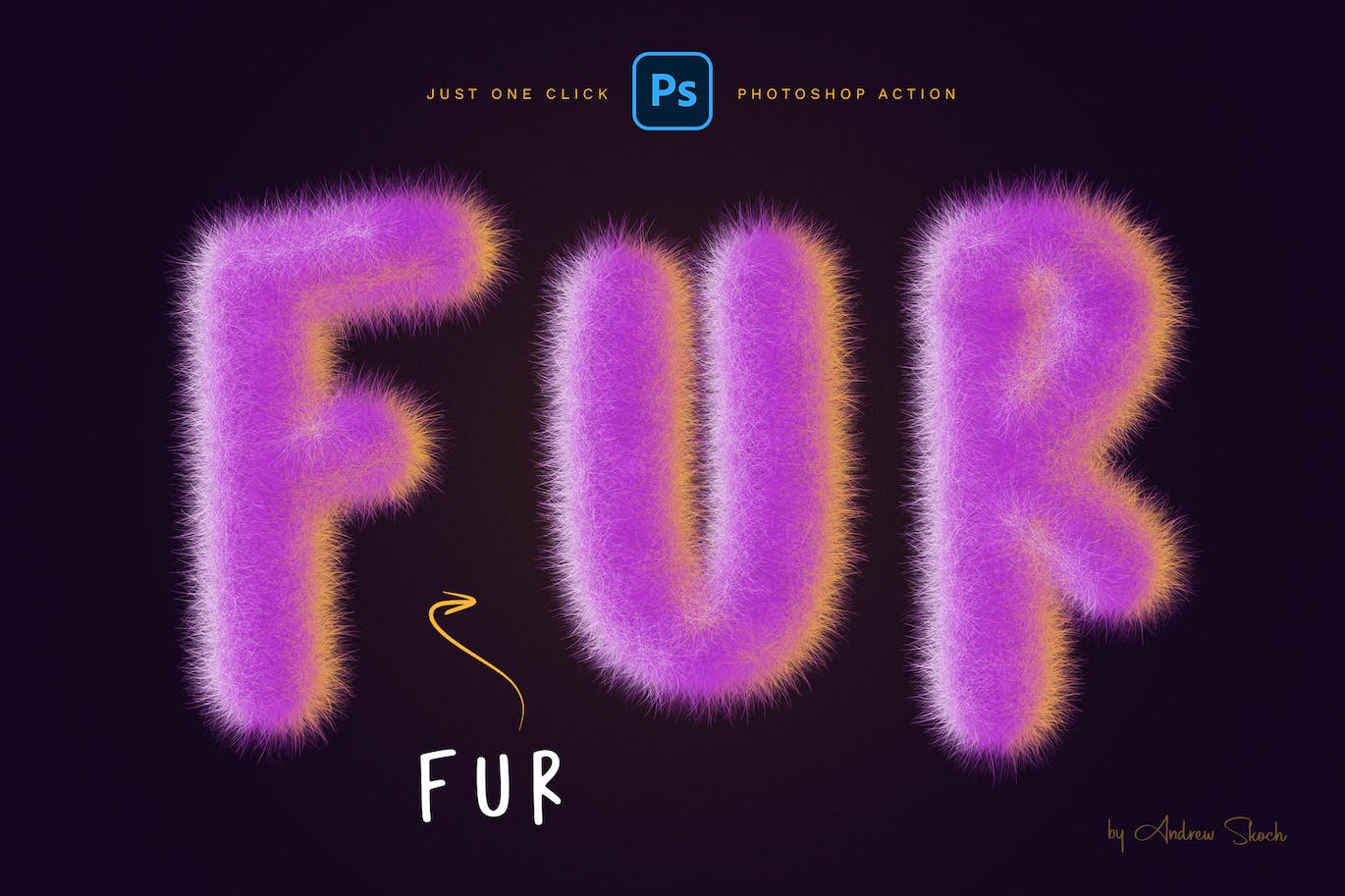 毛皮效果 Photoshop 动作 (ABR,ATN,PNG,PSD)