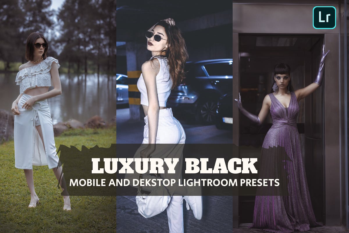 豪华黑色 Lightroom 预设桌面和移动设备