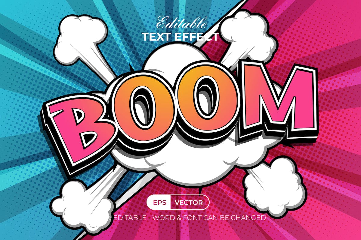 漫画风格的 Boom 文字效果