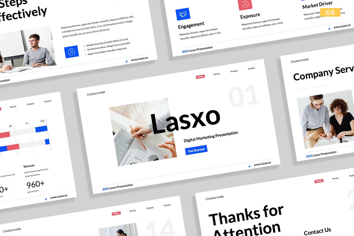 Lasxo – 简洁的数字营销演示 010