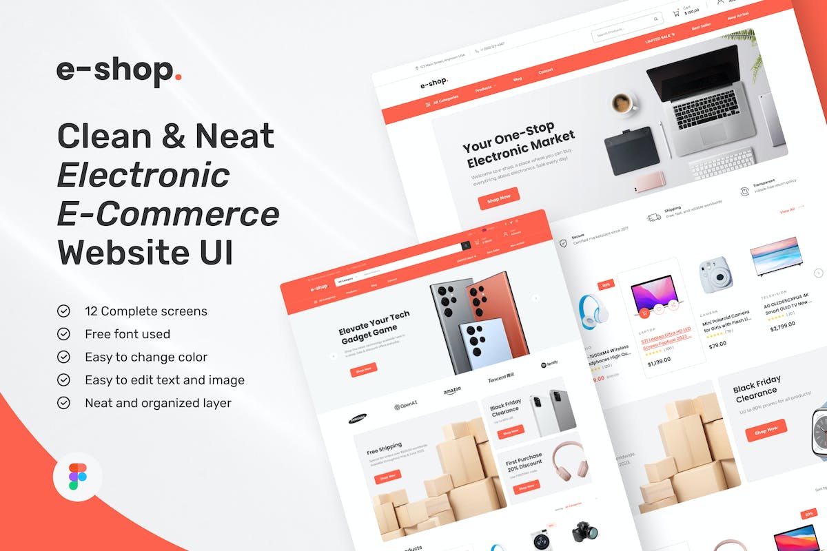 电子商店 – 电子商务网站设计 UI