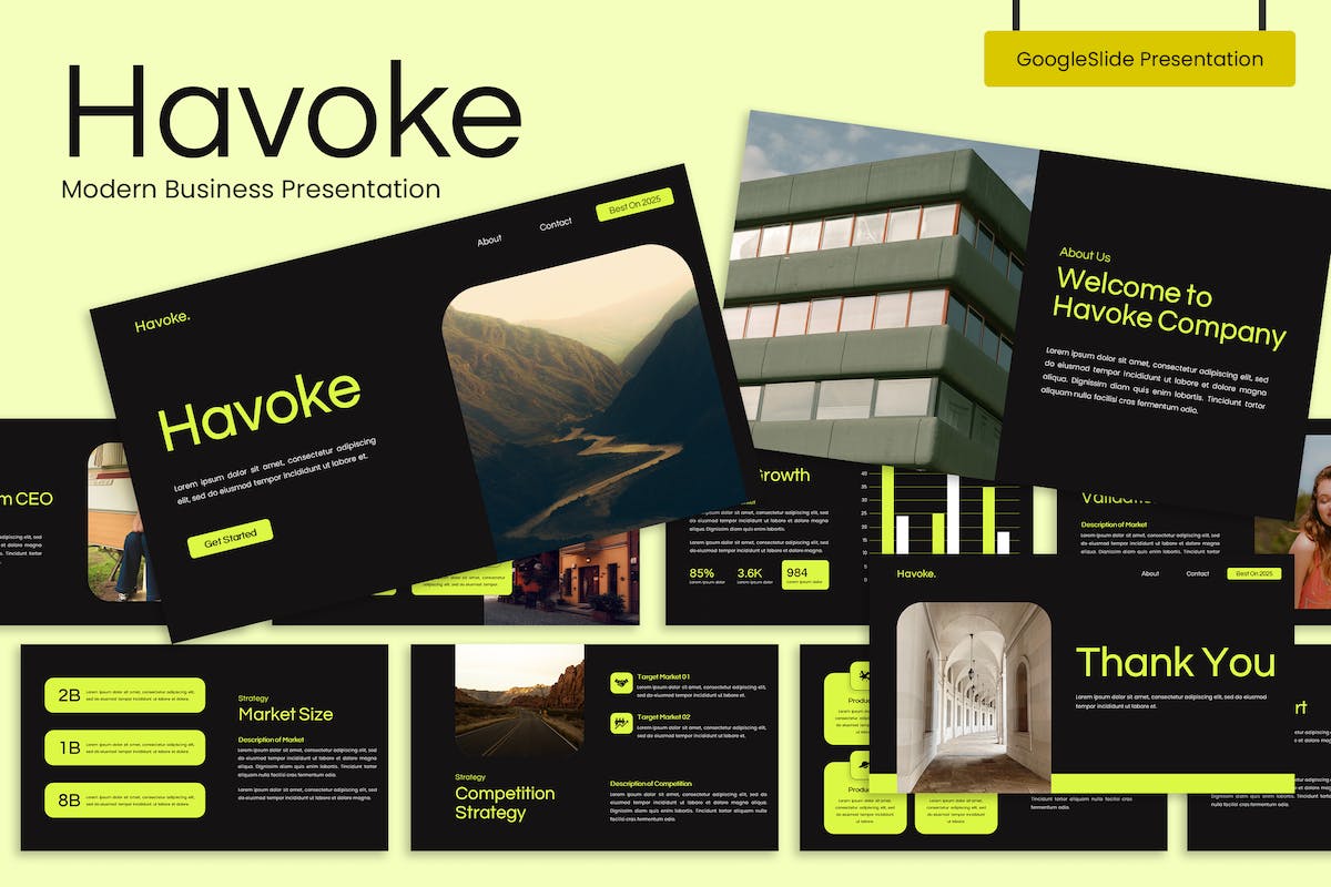 Havoke – 创意 Pitch Deck 演示模板
