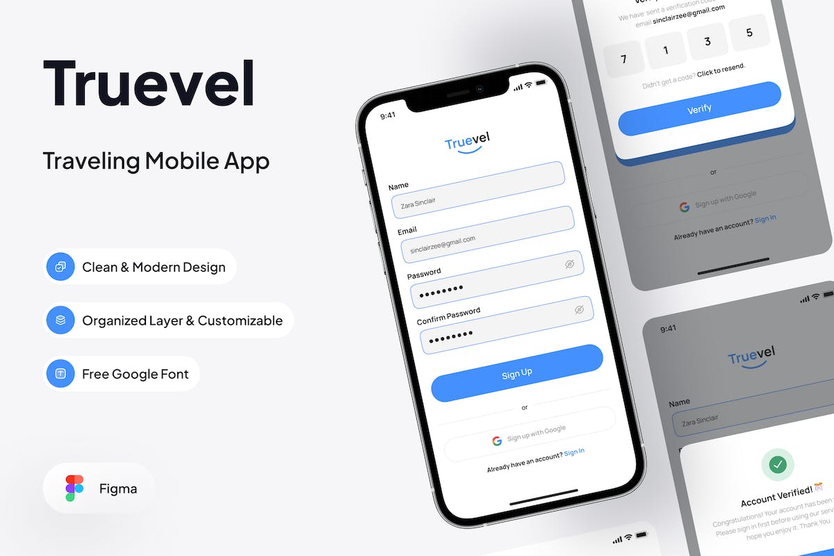 Truevel – 创建帐户页面