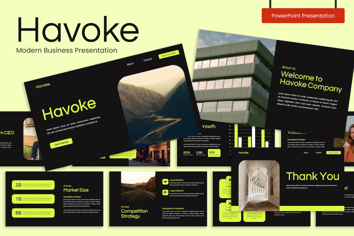 Havoke – 创意 Pitch Deck 演示模板