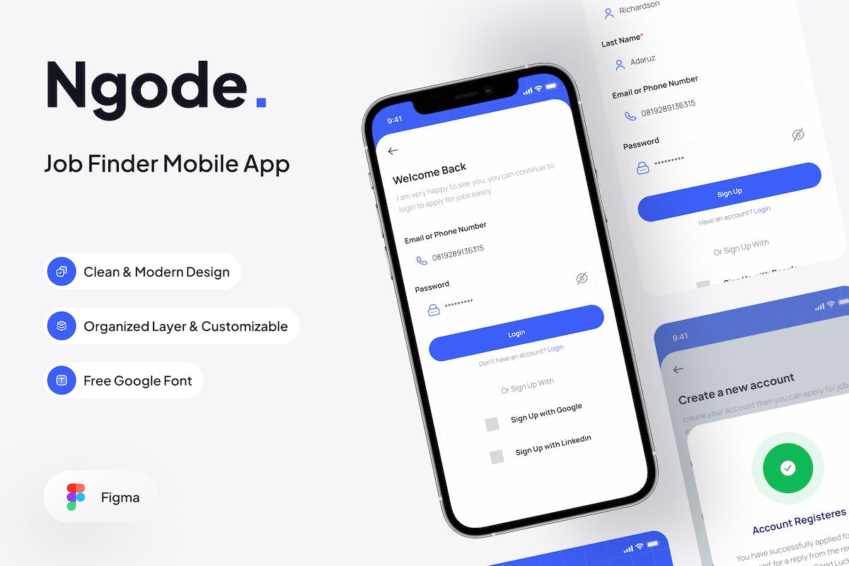Ngode – 登录和注册页面