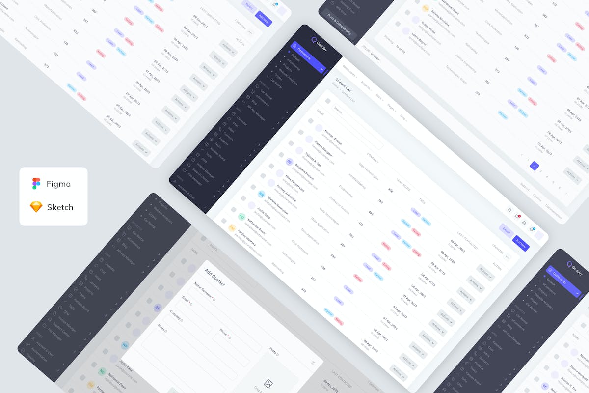 CRM 联系人管理仪表板模板 UI 套件