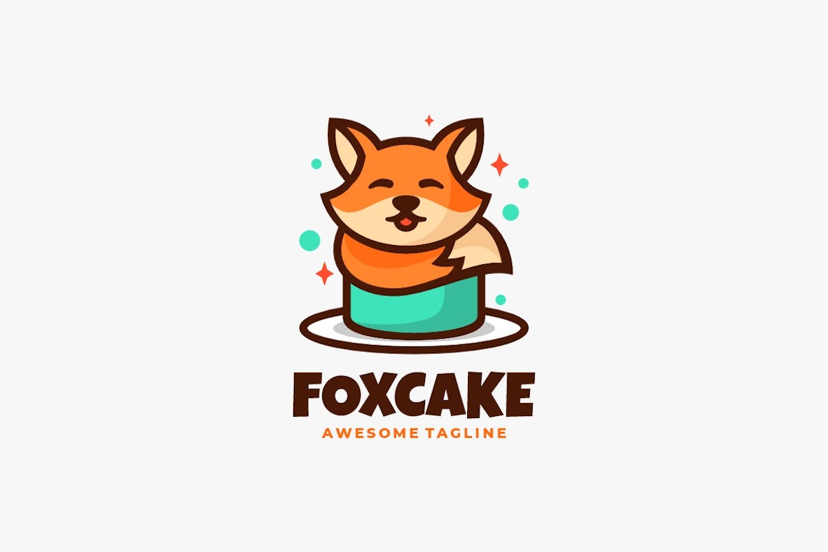 狐狸蛋糕吉祥物卡通标志