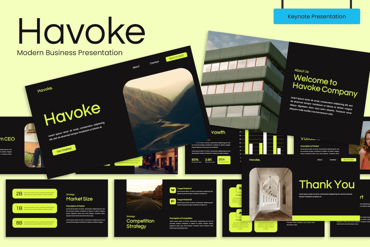 Havoke – 创意 Pitch Deck 演示模板