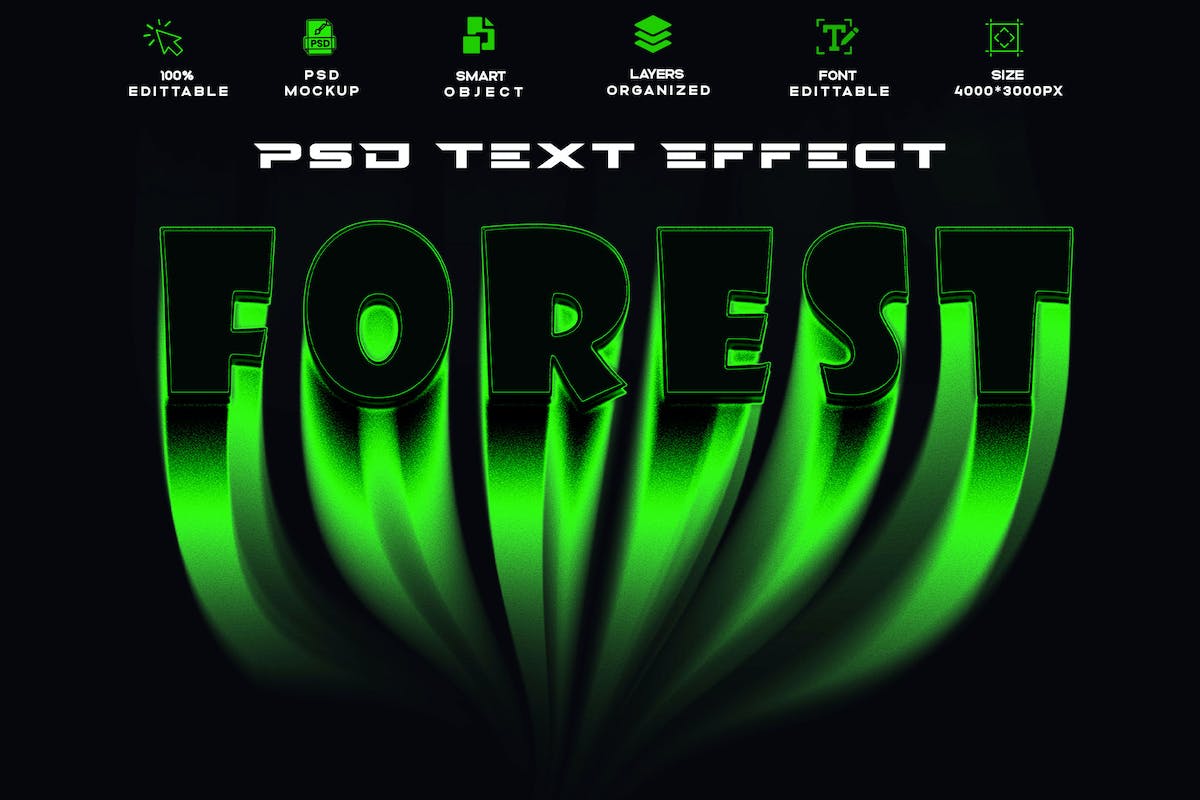森林液体文字效果 PSD