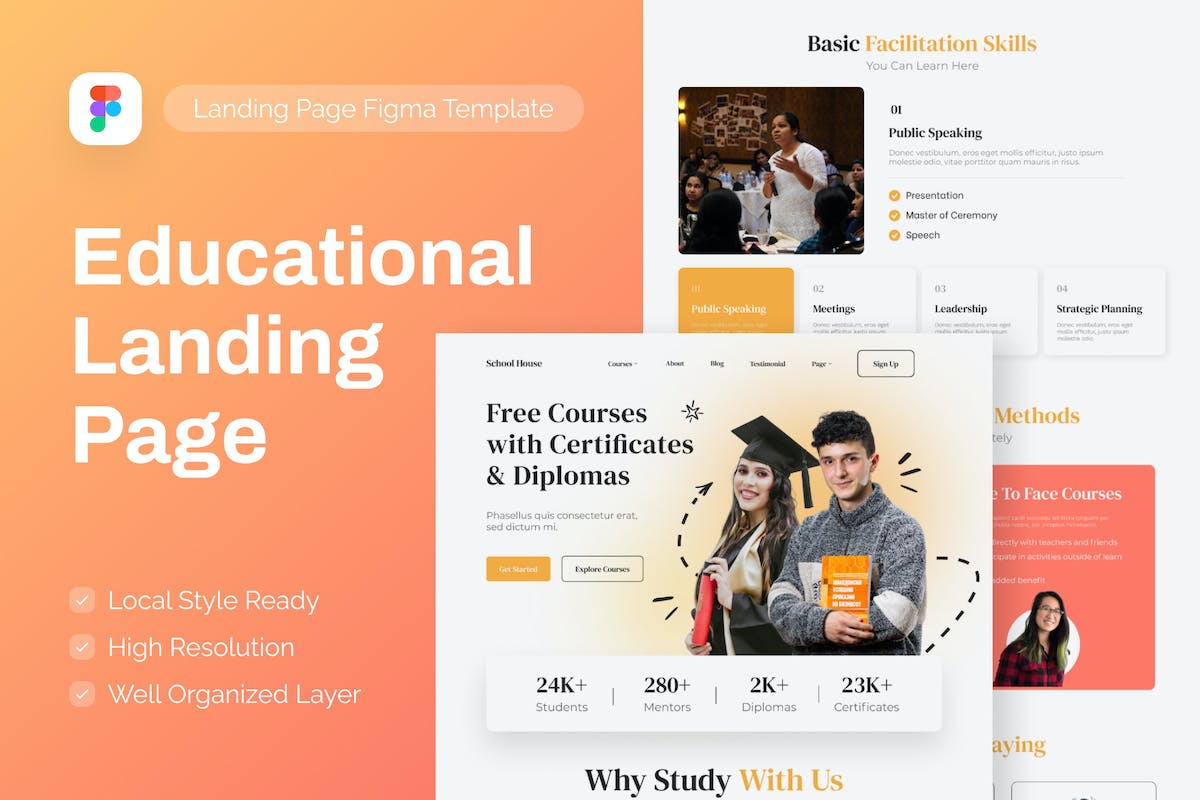 School House – 教育课程 UI Figma