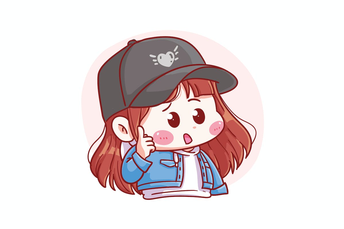 可爱的韩国女孩思考和困惑