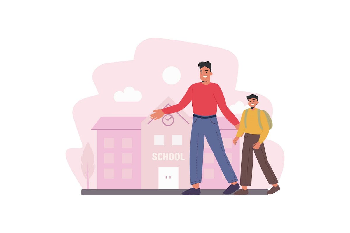 回到学校概念与人物场景