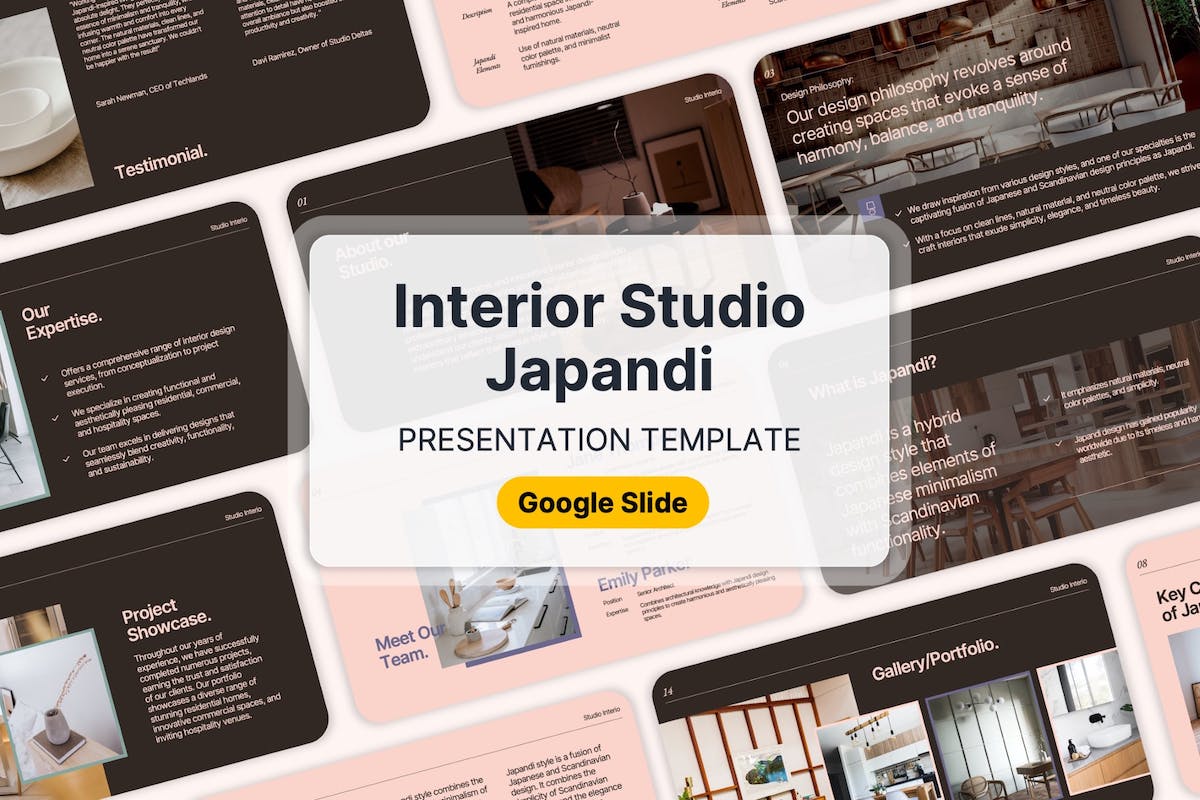 Interior Studio Japandi – Google 幻灯片模板