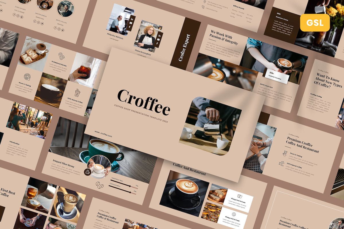 Croffee – 咖啡店 Google 幻灯片模板