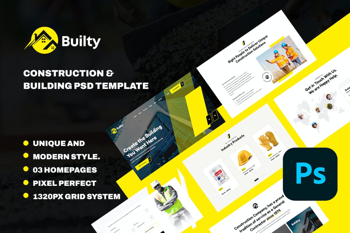 Builty | 建筑与建筑 PSD 模板