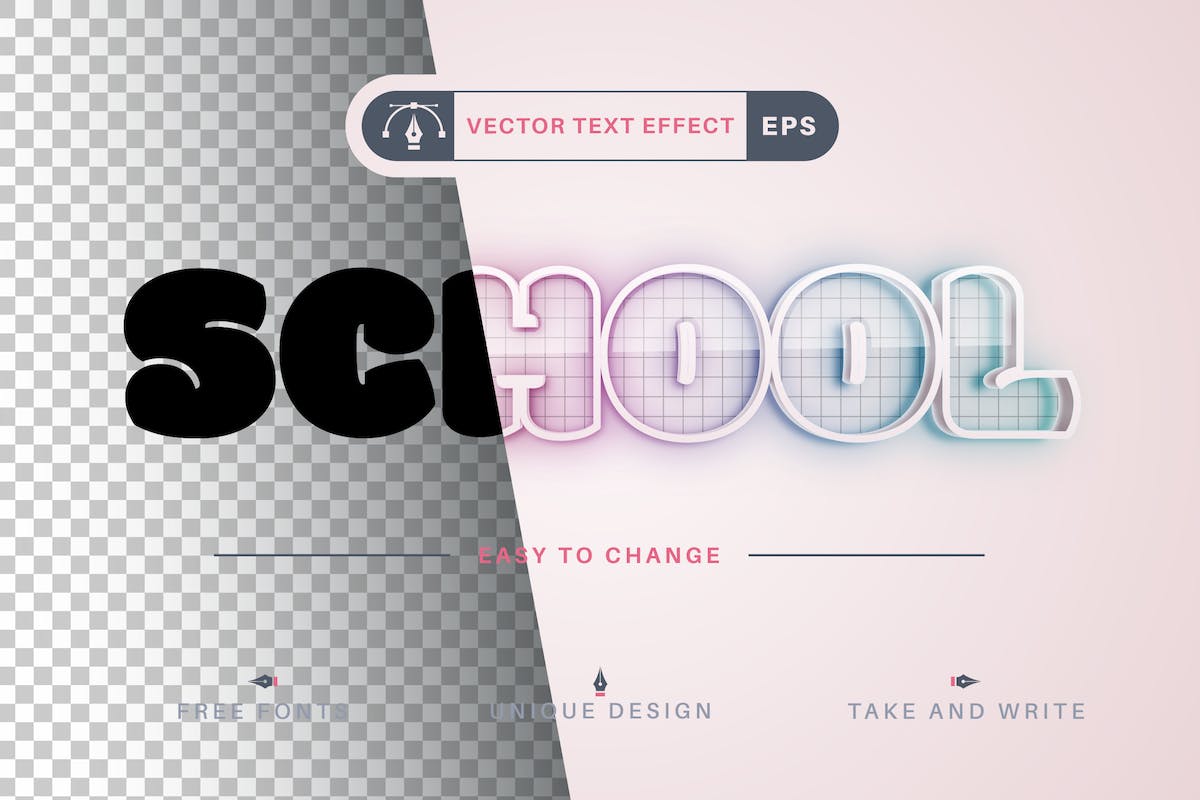 Stroke School – 可编辑的文字效果、字体样式