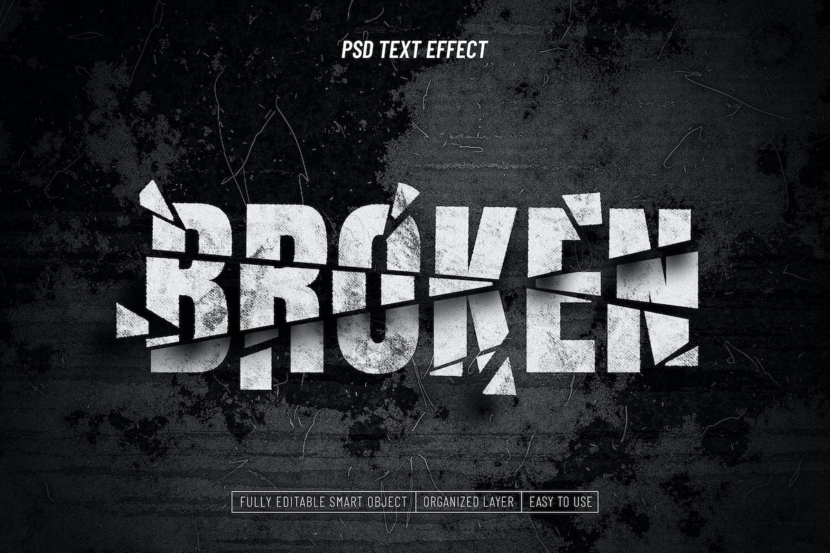 破碎的 Photoshop 文字效果