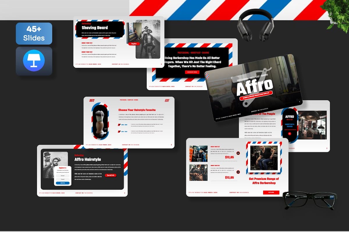 Affro – 理发店主题演讲模板