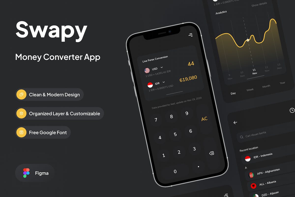 Swapy – 货币转换器 暗黑模式