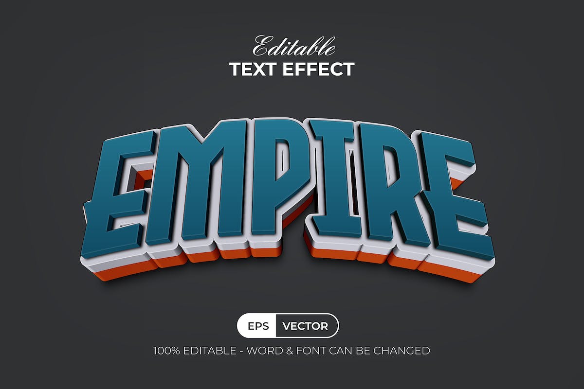 Empire 3D 可编辑文字效果曲线风格