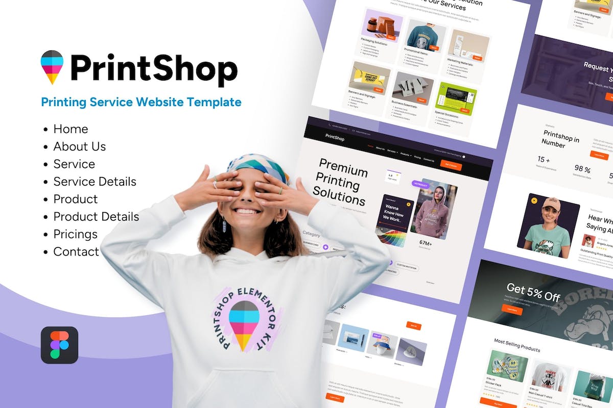Printshop – 印刷服务网页模板 Figma
