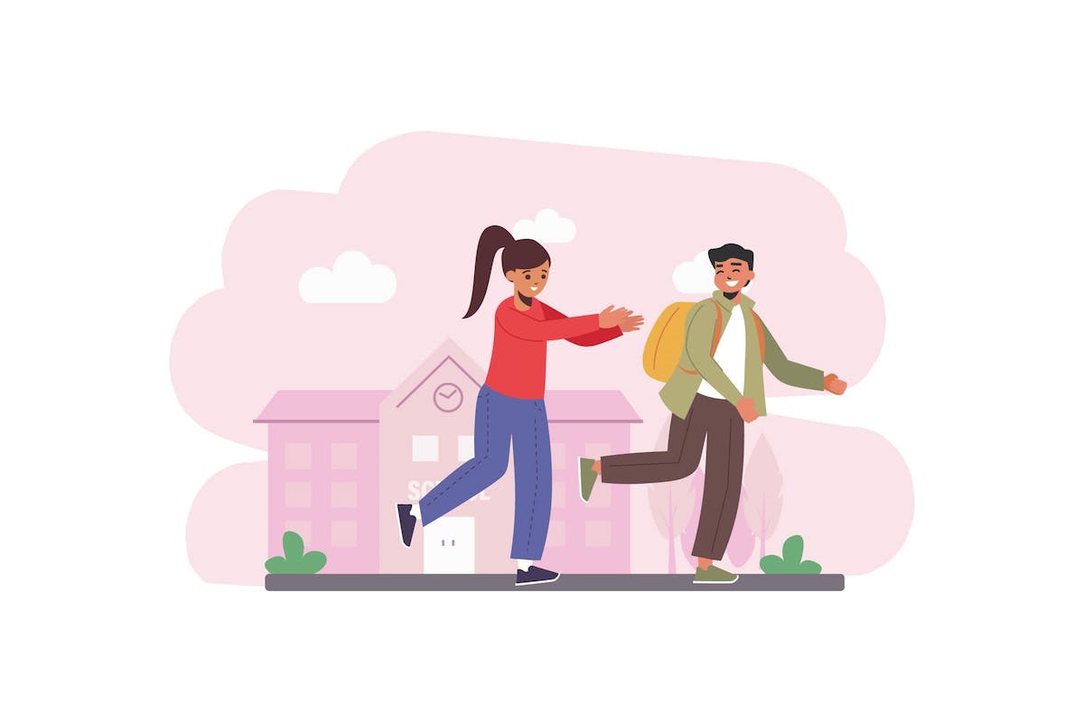 孩子们在校园里的概念