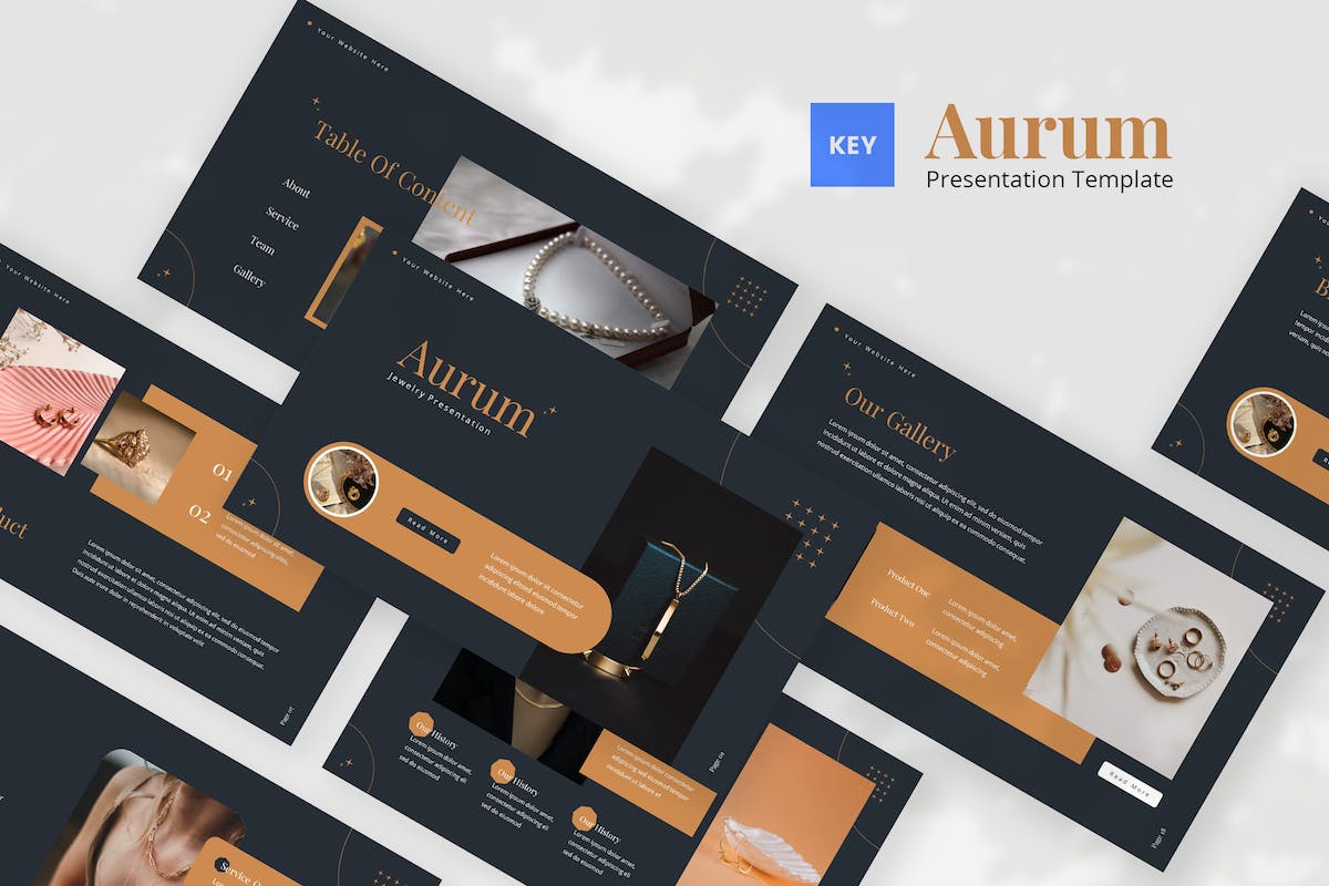 Aurum — 珠宝带主题演讲模板