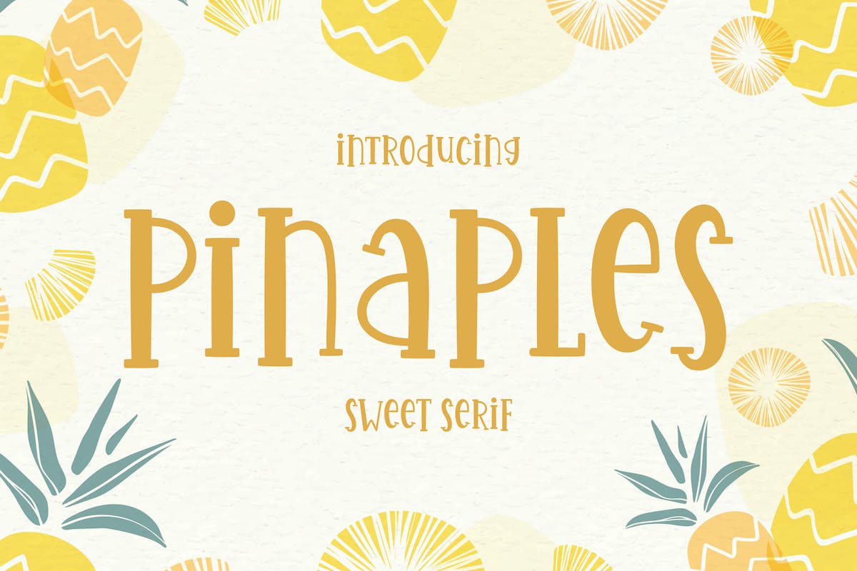 Pinaples菠萝现代俏皮的粗衬线字体