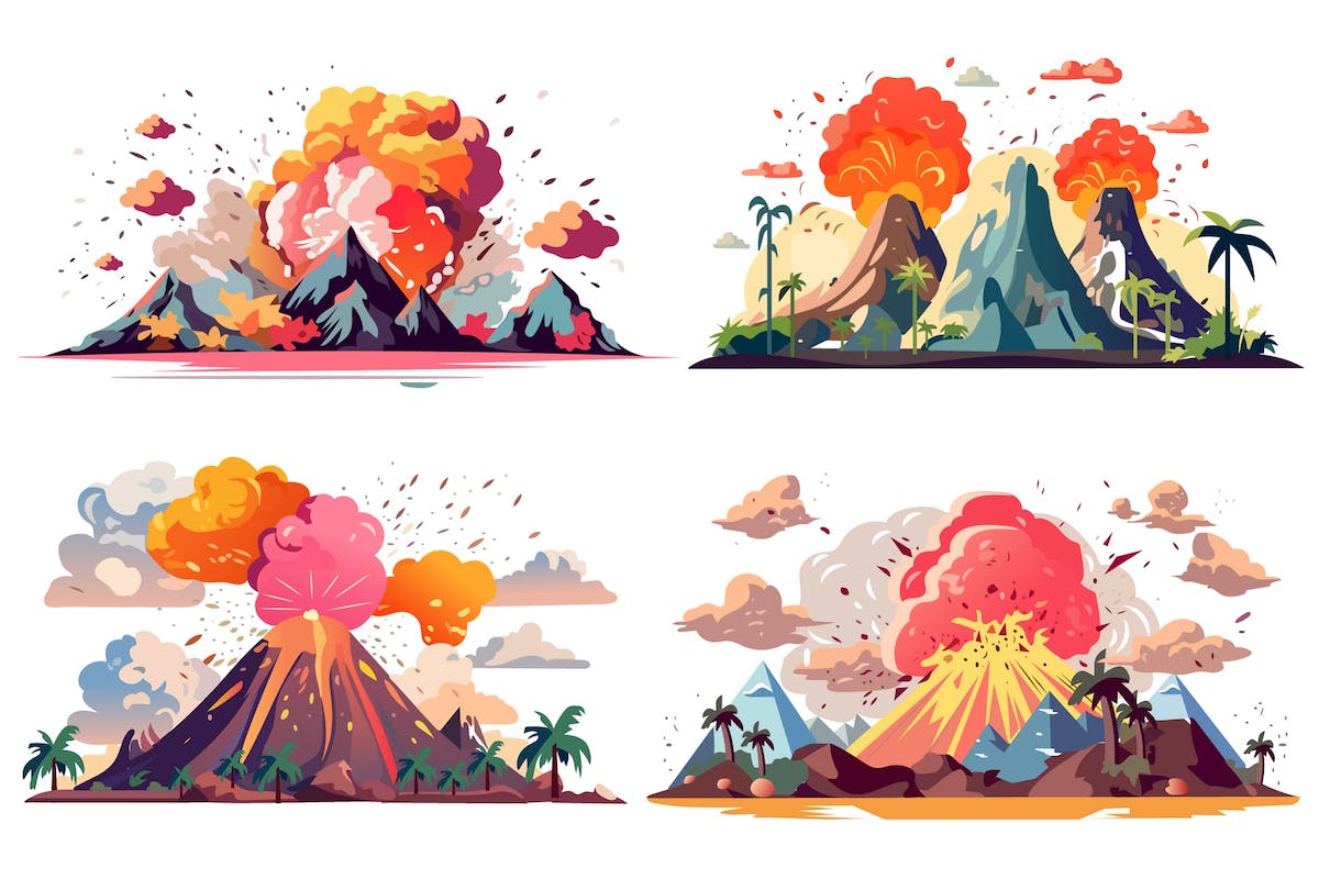 卡通设计中的火山集