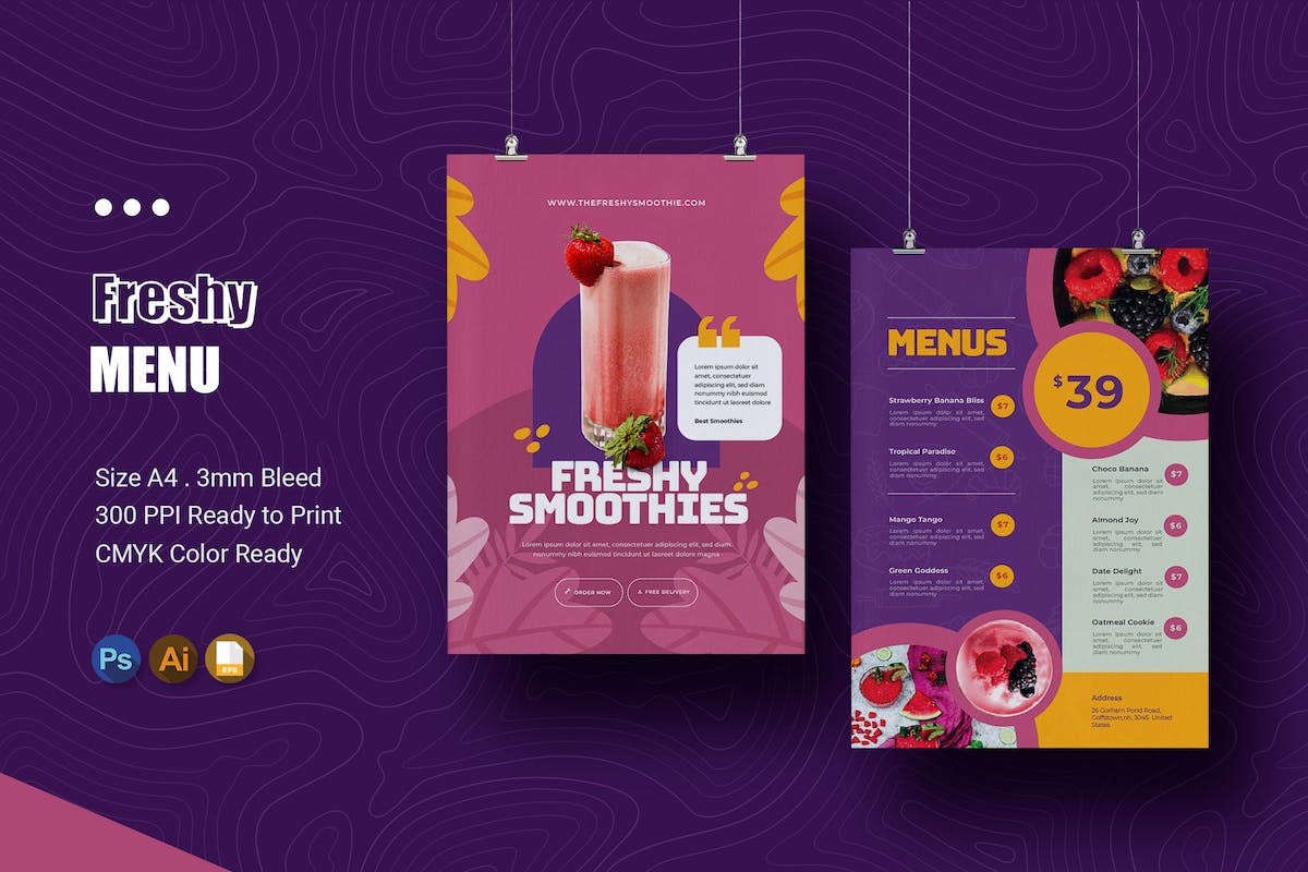 新鲜冰沙菜单