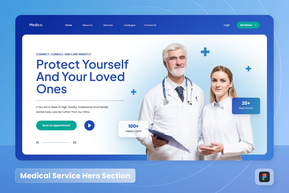 Medico – 医疗服务网站首页Banner部分