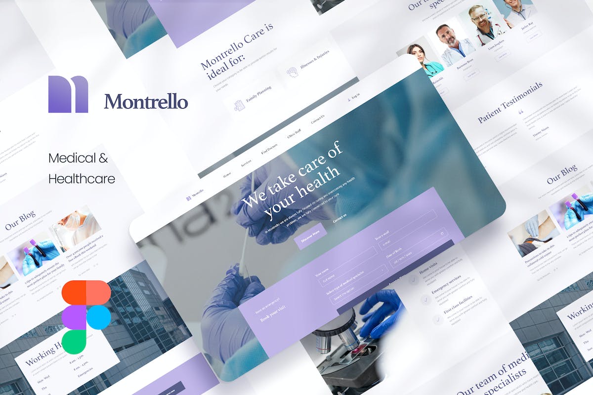 Montrello – 医疗保健 Figma 模板