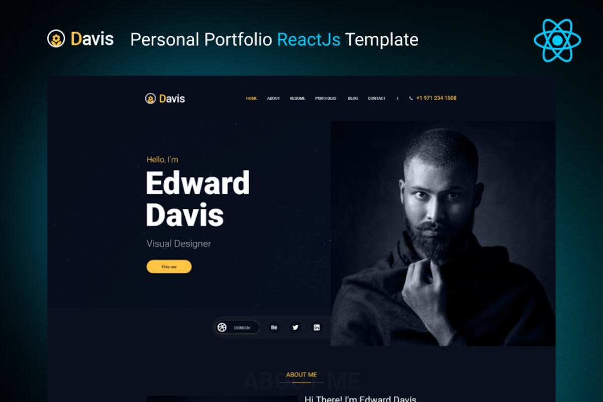 Davis – 个人作品集 ReactJs 模板