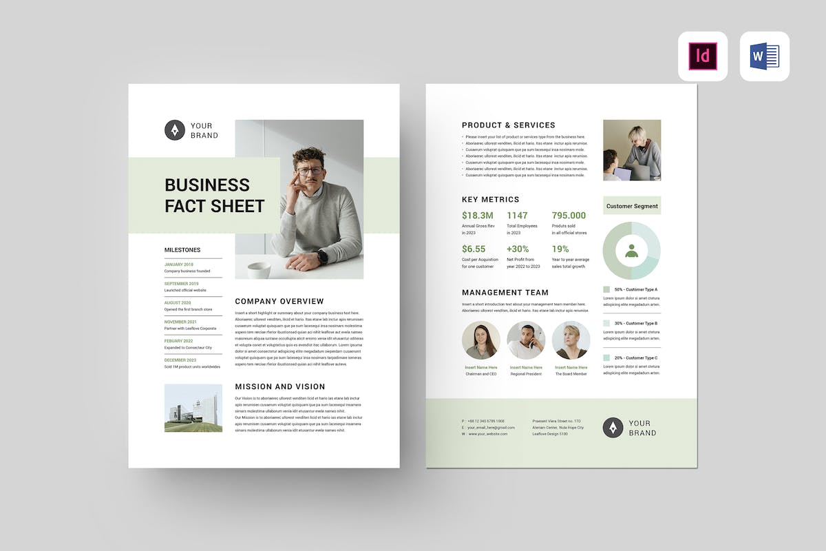 商业概况表 | MS Word 和 Indesign