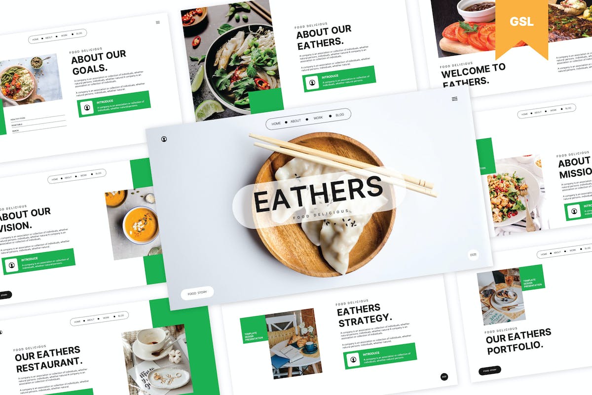 EATHERS – 餐厅美食 Google 幻灯片模板