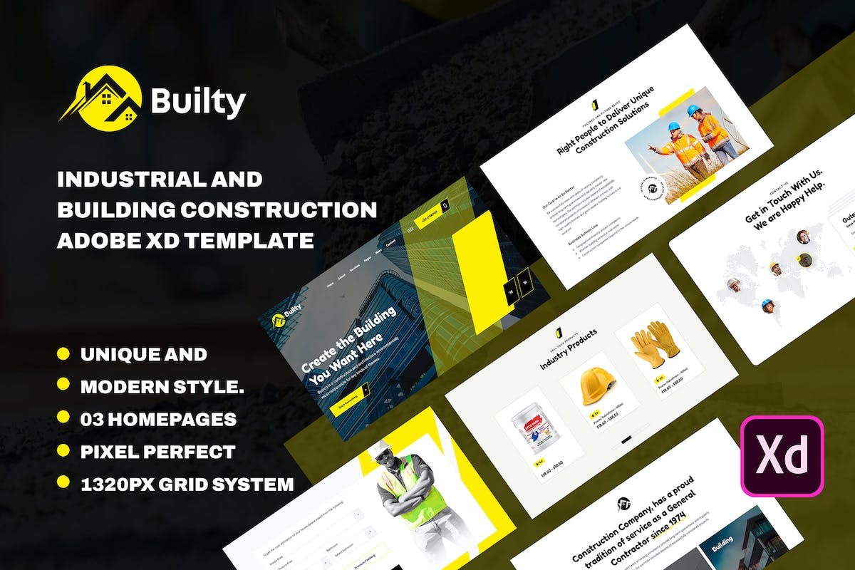 Builty | 建筑 Adob​​e XD 模板