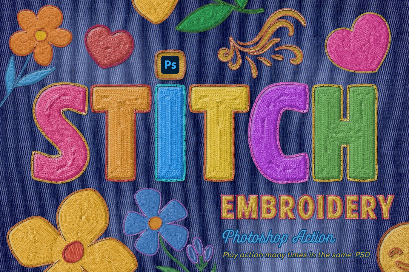 刺绣 Photoshop 动作 (ATN,ABR,PAT)