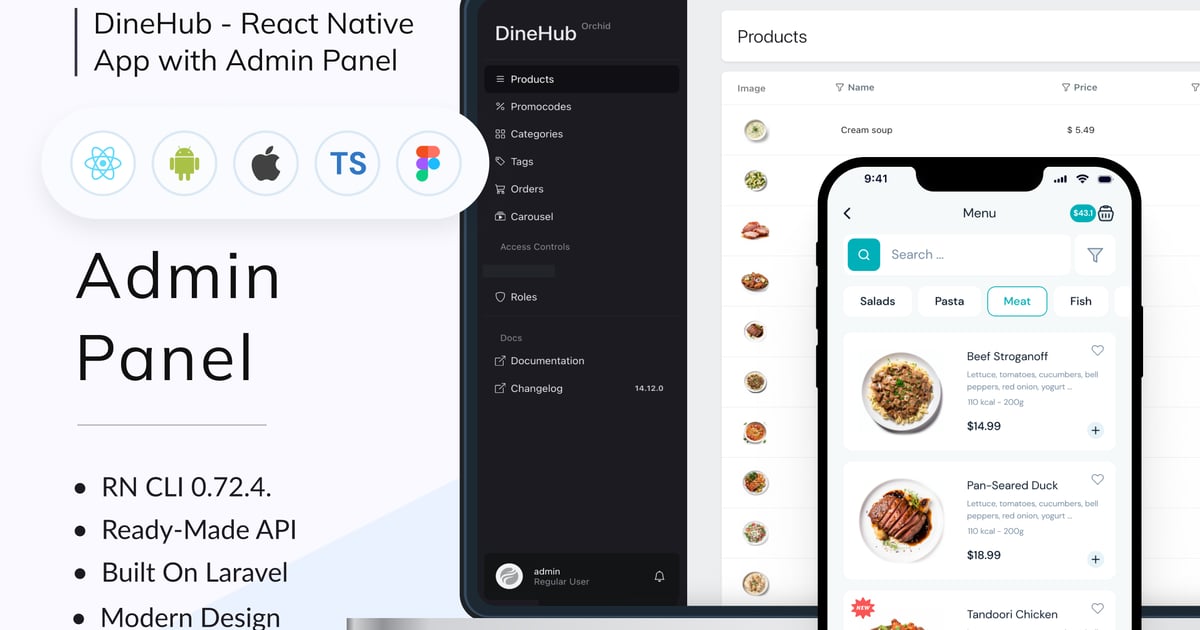 DineHub – 带后端的食品配送应用程序