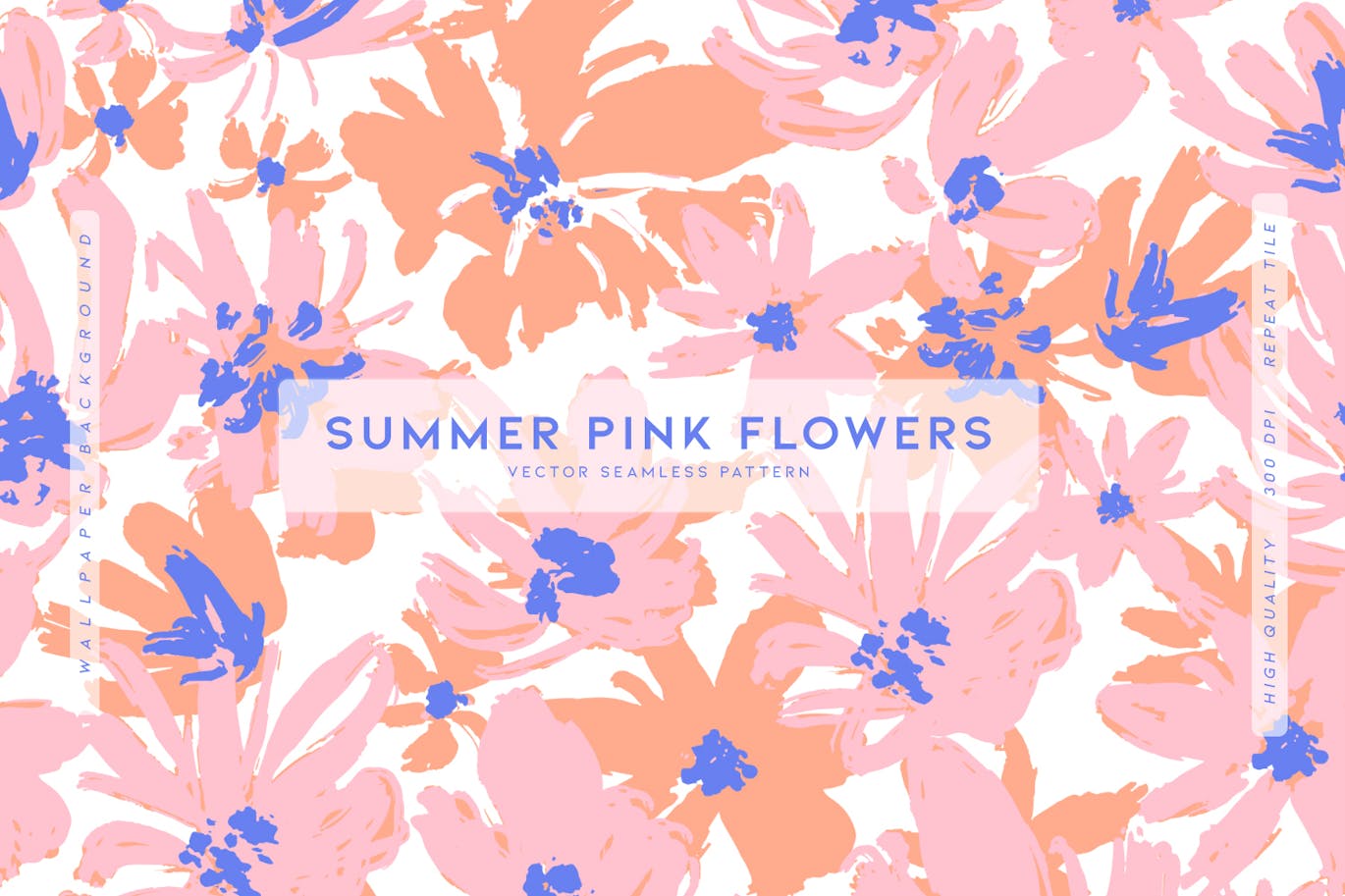 夏季粉红色的花朵图案 (AI,EPS,JPG,SVG)