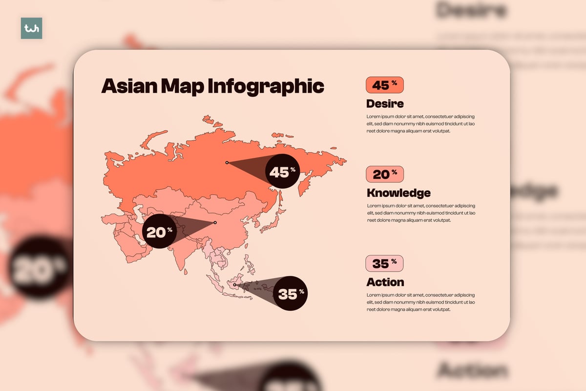 橙色现代亚洲地图信息图 | 004