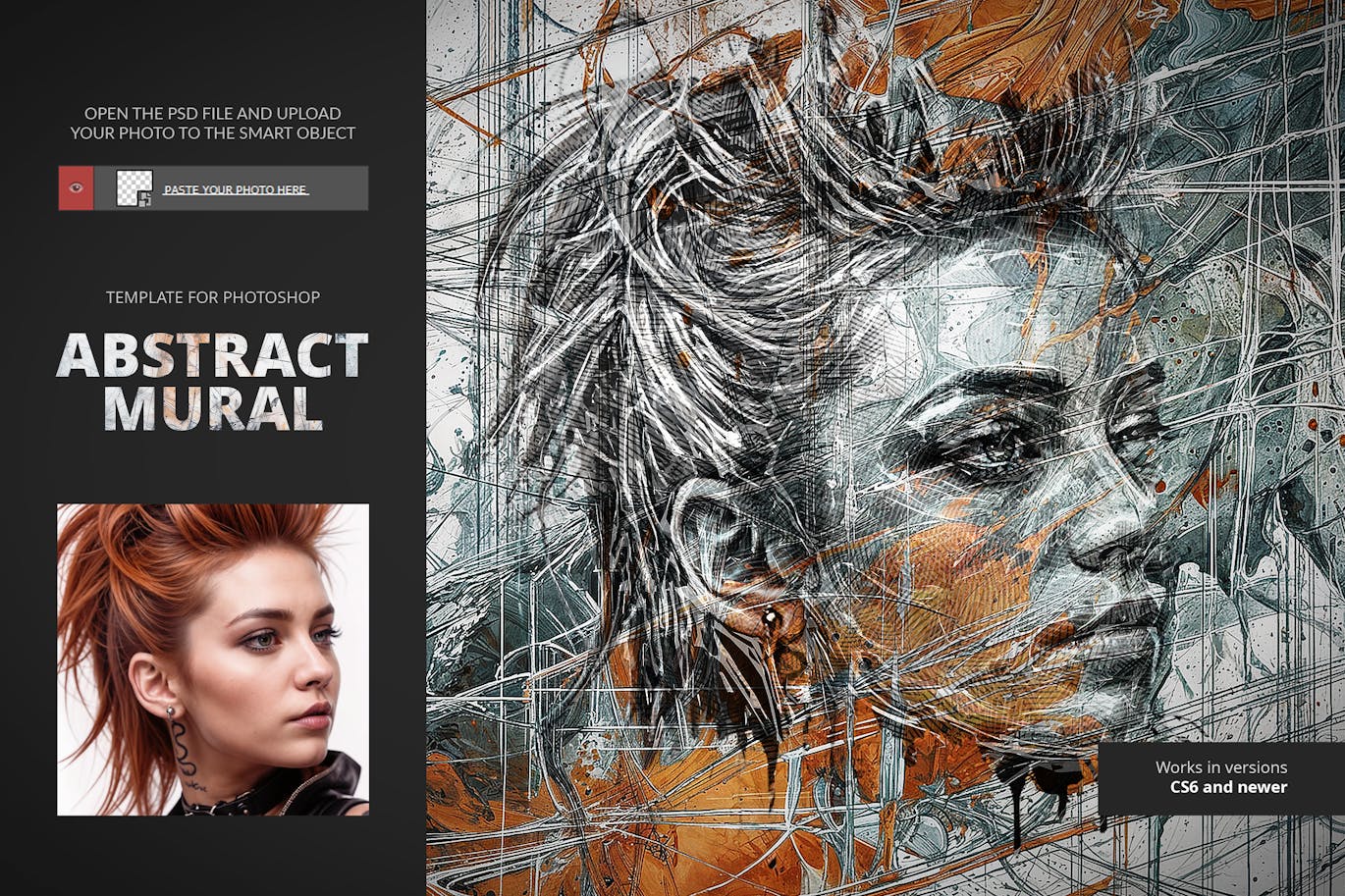 Photoshop 的抽象壁画模板 (PSD,ATN)