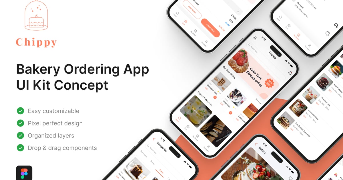 Chippy – 烘焙食品订购应用程序 UI 套件
