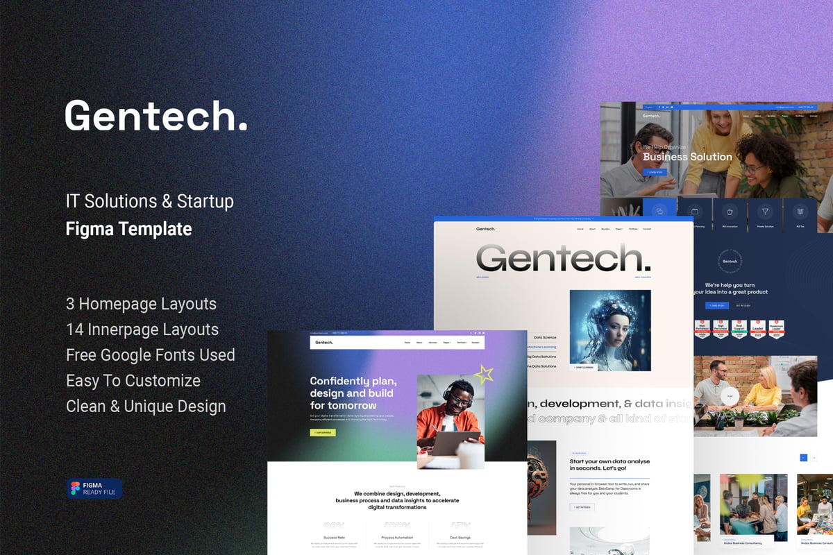 Gentech – IT 解决方案和初创 Figma 模板