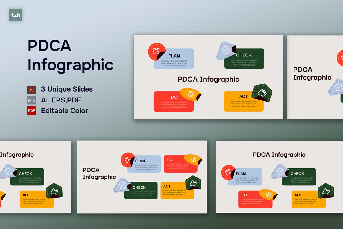 奶油色彩色创意 PDCA 信息图表 | 001