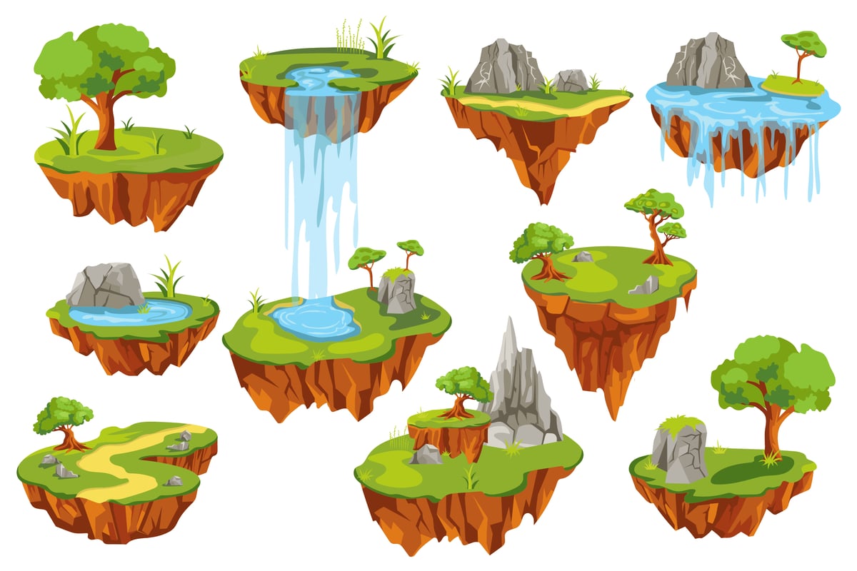 飞行地面岛屿套装 (AI,EPS,JPG,PNG,PDF,SVG)