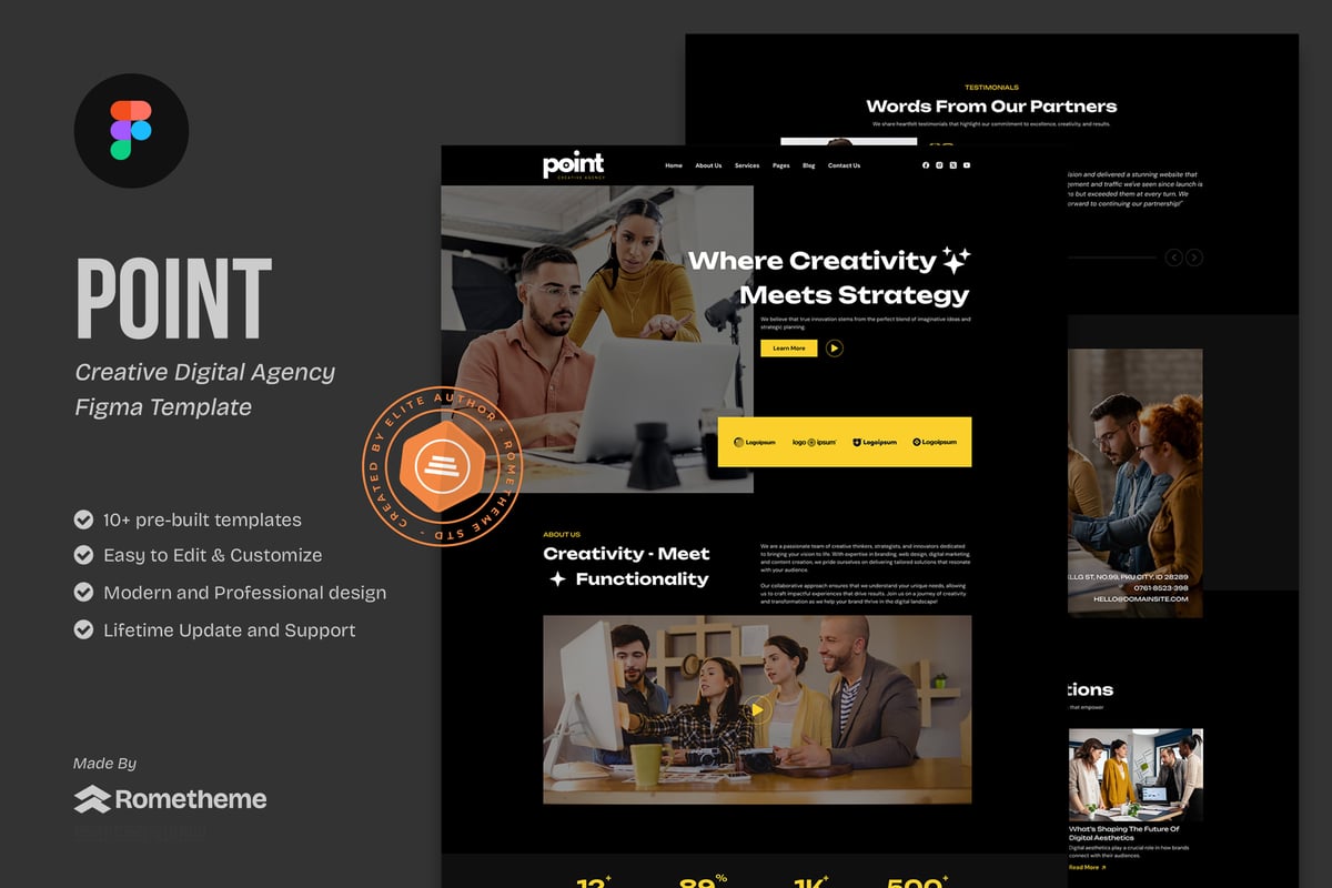 创意数字代理网站设计Figma 模板 Point - Creative Digital Agency Figma Template