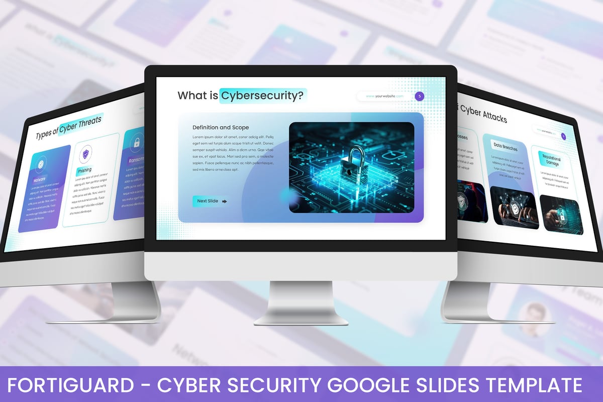 网络安全Google幻灯片模板下载 Fortiguard - Cyber Security Google Slides Template